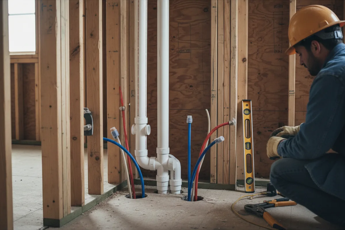 Drain and supply rough-in during Sump Pump Repair in Loretto